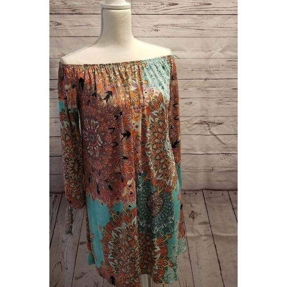 Off-Shoulder multi-color dress L - Picture 2 of 4